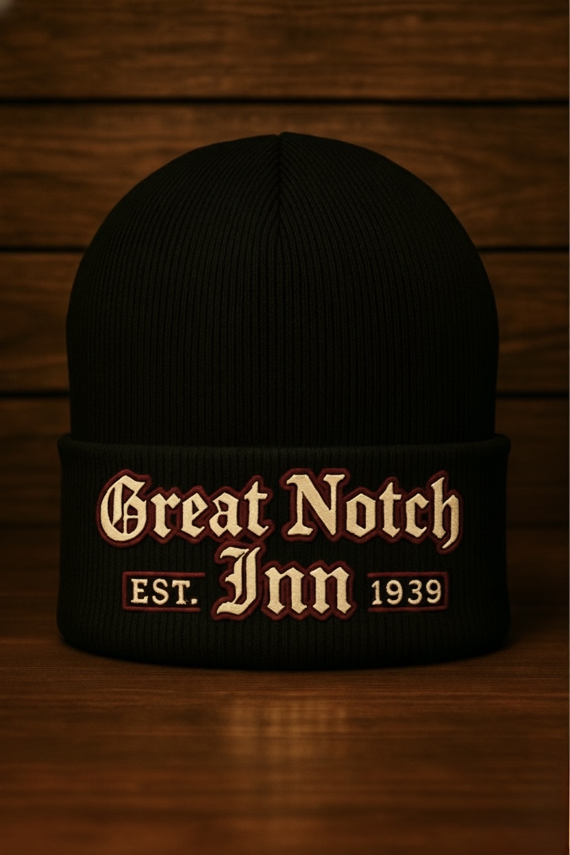 Black Embroidered Beanie — The Great Notch Inn