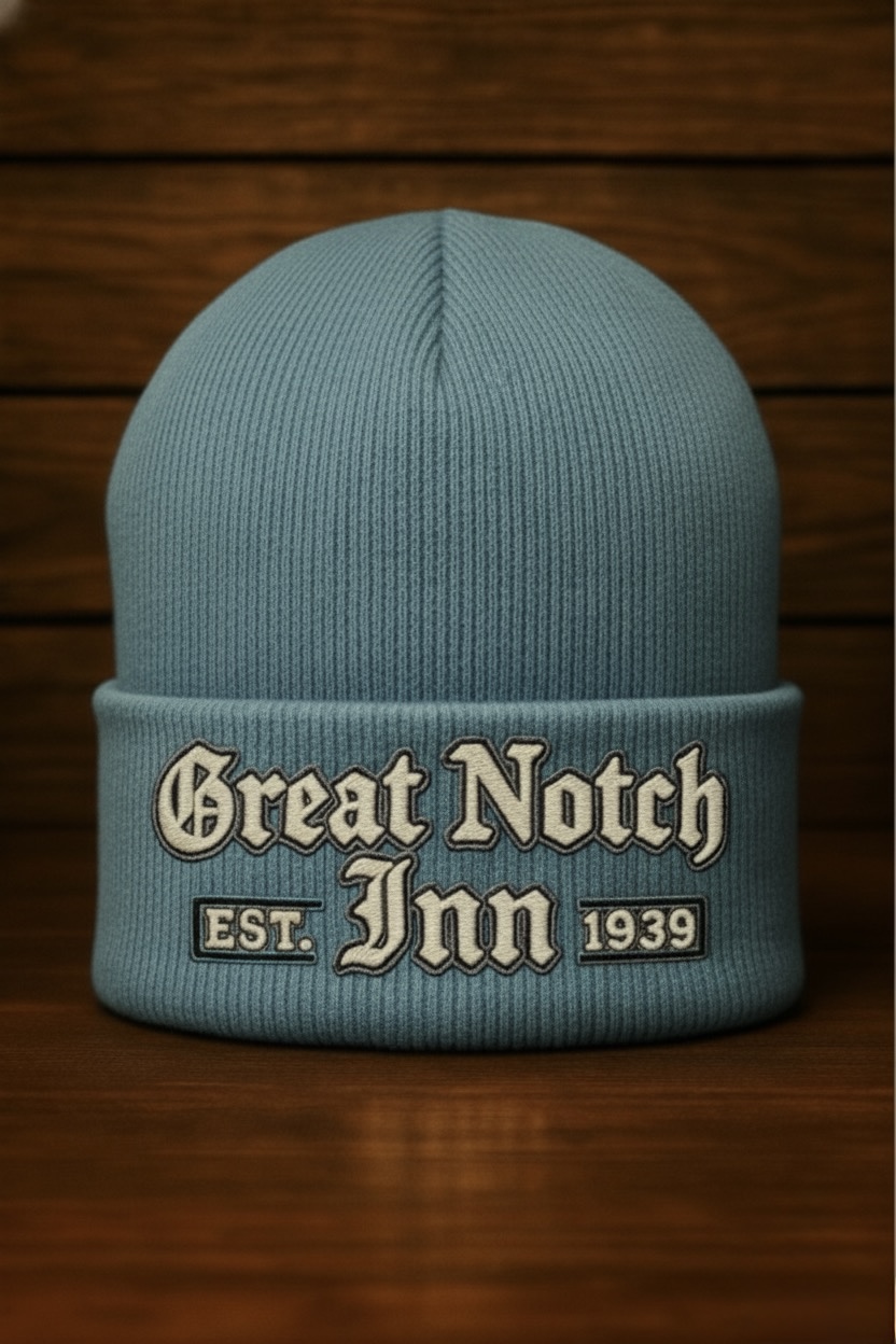 Blue Embroidered Beanie — The Great Notch Inn