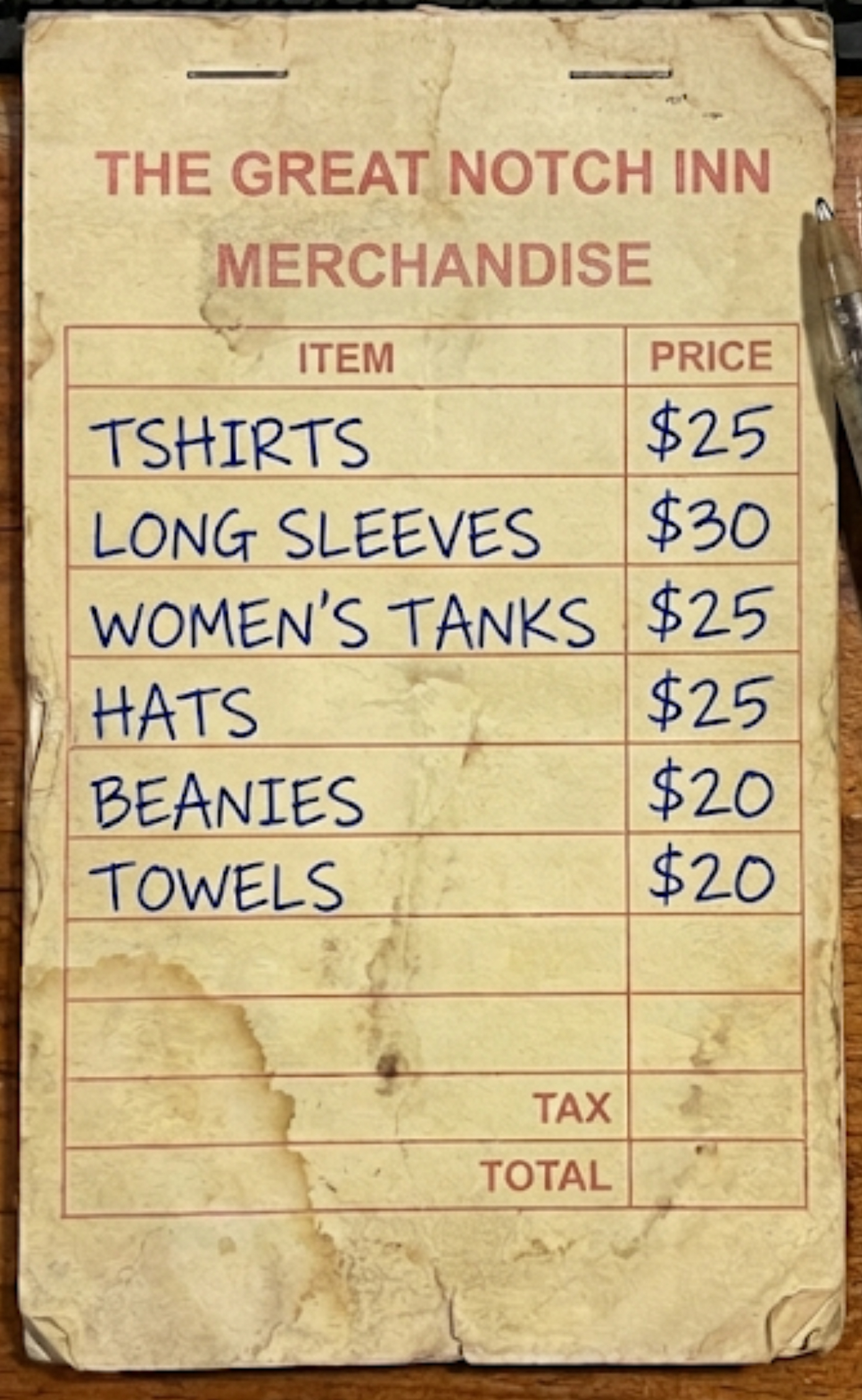 Prices — The Great Notch Inn